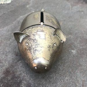 Vintage  Silver Plate Piggy Bank